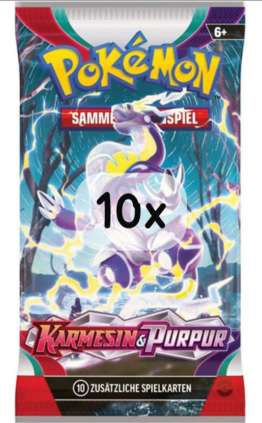 10x Pokémon-DE TCG Booster [SVI] Karmesin und Purpur