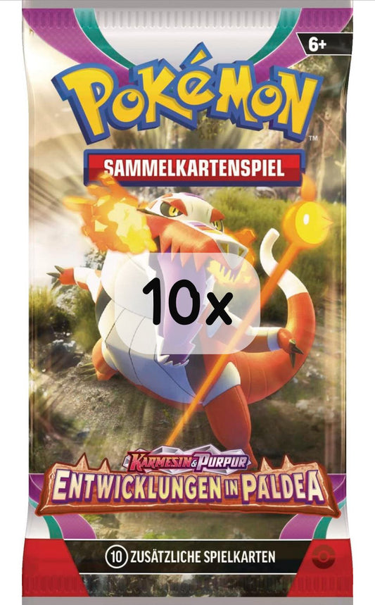 10x Pokémon-DE TCG Booster [PAL] Entwicklungen in Paldea