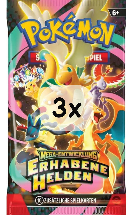 3x Pokémon-DE TCG Booster [ASC] Erhabene Helden